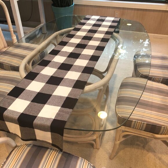 Pier 1 Imports Black White Buffalo Check Table Runner Holiday Decor 14.5” X 74 - Picture 1 of 8
